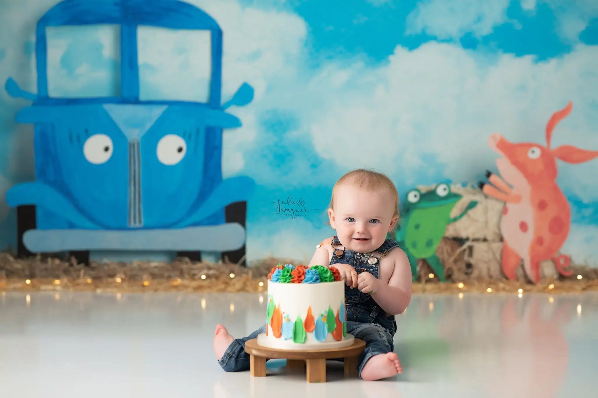 Beep Beep Blue Bus Photography Backdrop Kids Baby Cake Smash Photocall Decors Child Adult Birthday Studio Backgrounds