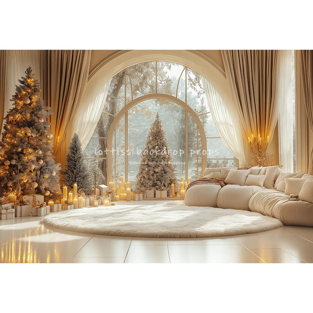 Christmas Living Room Backdrops Kids Family Photography Child Adult Photocall Retro Luxury Room Xmas Trees Backgrounds