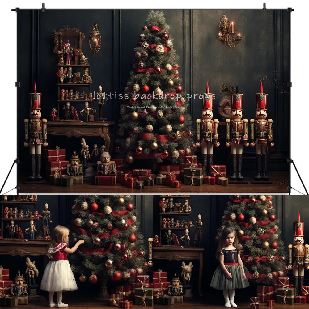 Christmas Nutcrackers Solider Backdrops Kids Baby Photography Props Child Adult Photocall Props Xmas Living Room Background