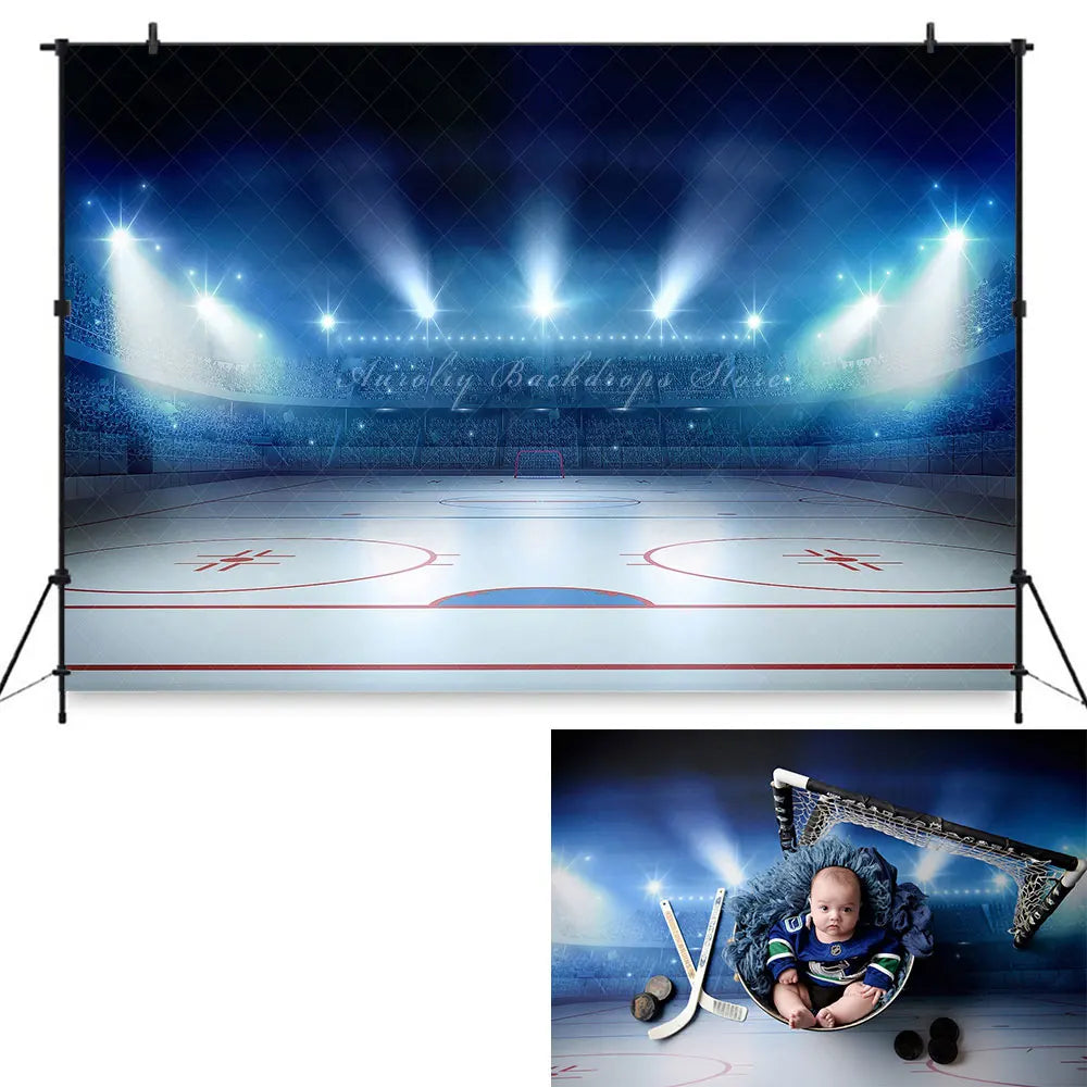 Ice Hockey Backdrop Newborn Baby Portrait Photography Props Sports Kids Boys Adult Cake Smash Photocall Decors Studio Background