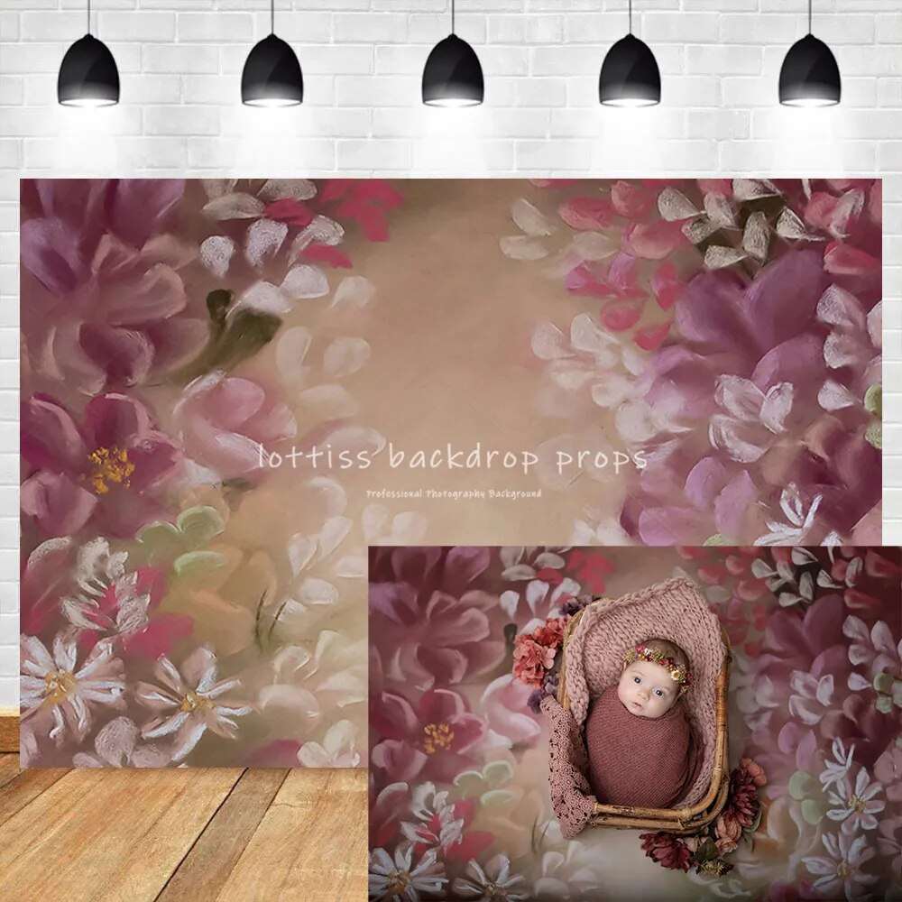 Abstract Texture Floral Photography Background Oil Style Spring Garden Painted Kids Pregnant Portrait Backdrop Photostudio