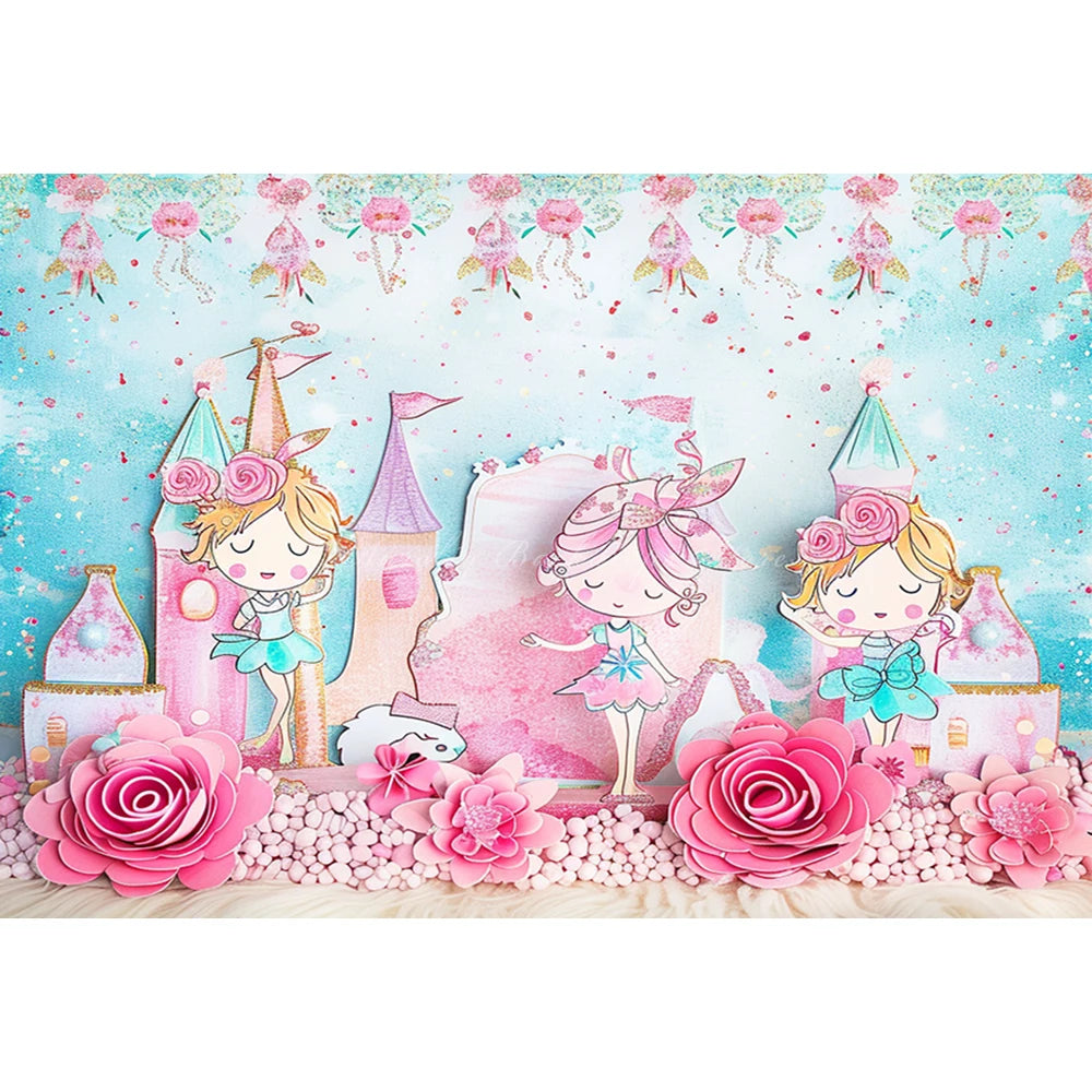 Dance Unicorn Photography Backdrop Kids Baby Cake Smash Photocall Decors Rainbow Floral Child Girls Studio Backgrounds