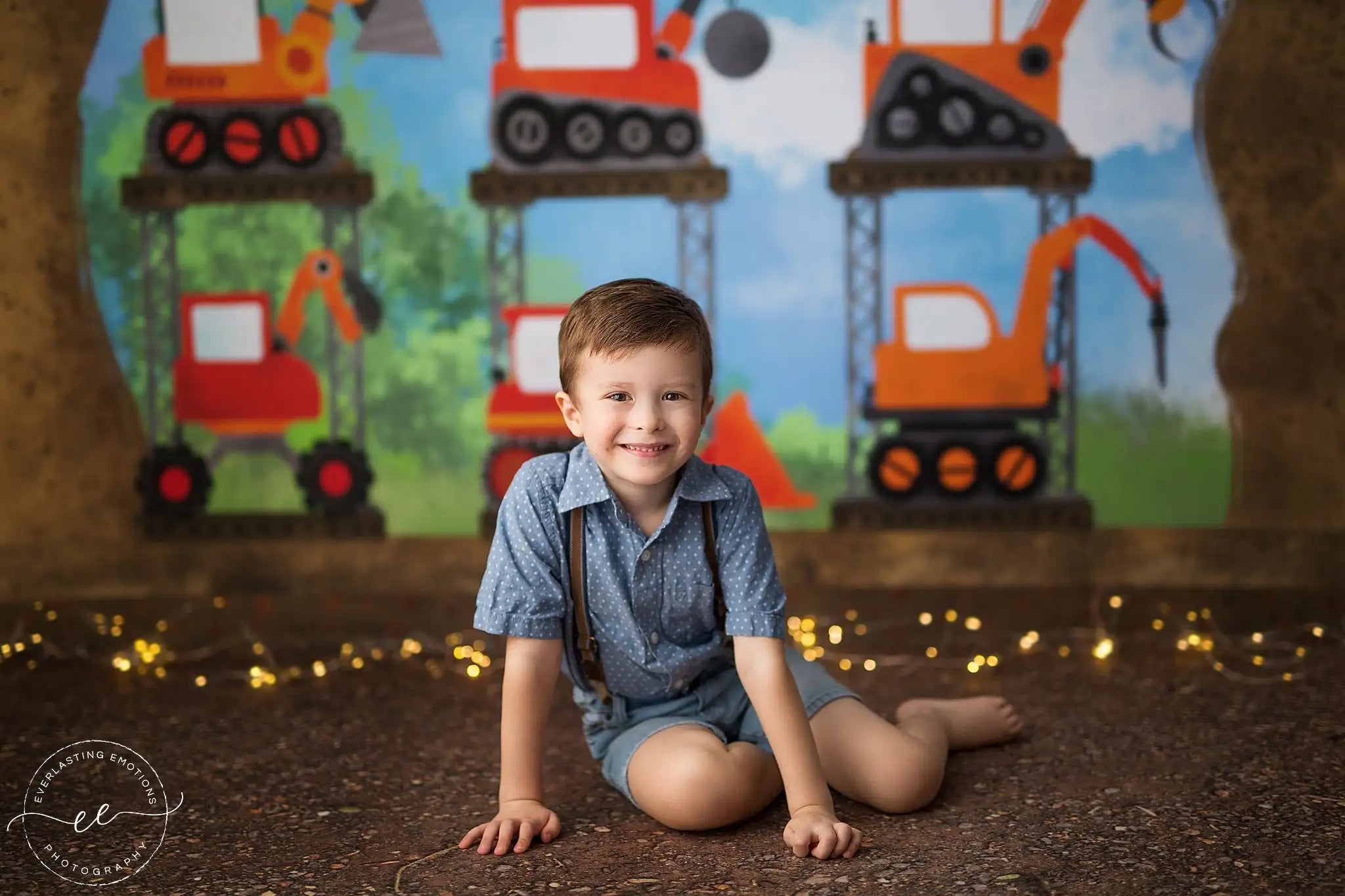 Little Digger Photo Backdrop Kids Baby Cake Smash Photography Props Excavator Child Boys Adult Birthday Studio Backgrounds