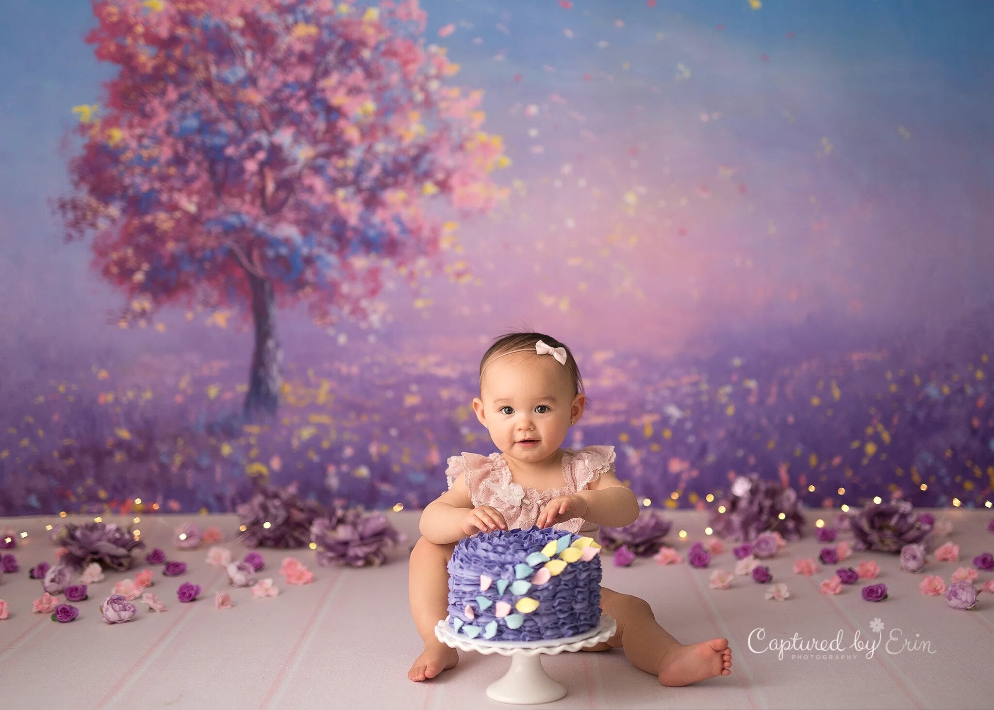 Windswept Wishes Backdrops Kids Cake Smash Props Child Baby Photocall Decors Adult Photography Autumn Purple Tree Background