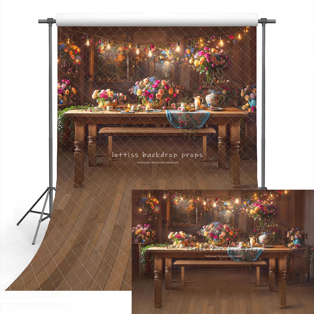 Spring Blossom Boutique Backdrops Kids Girl Photography Child Adult Photocall Decors Floral Market Kitchen Garden Backgrounds