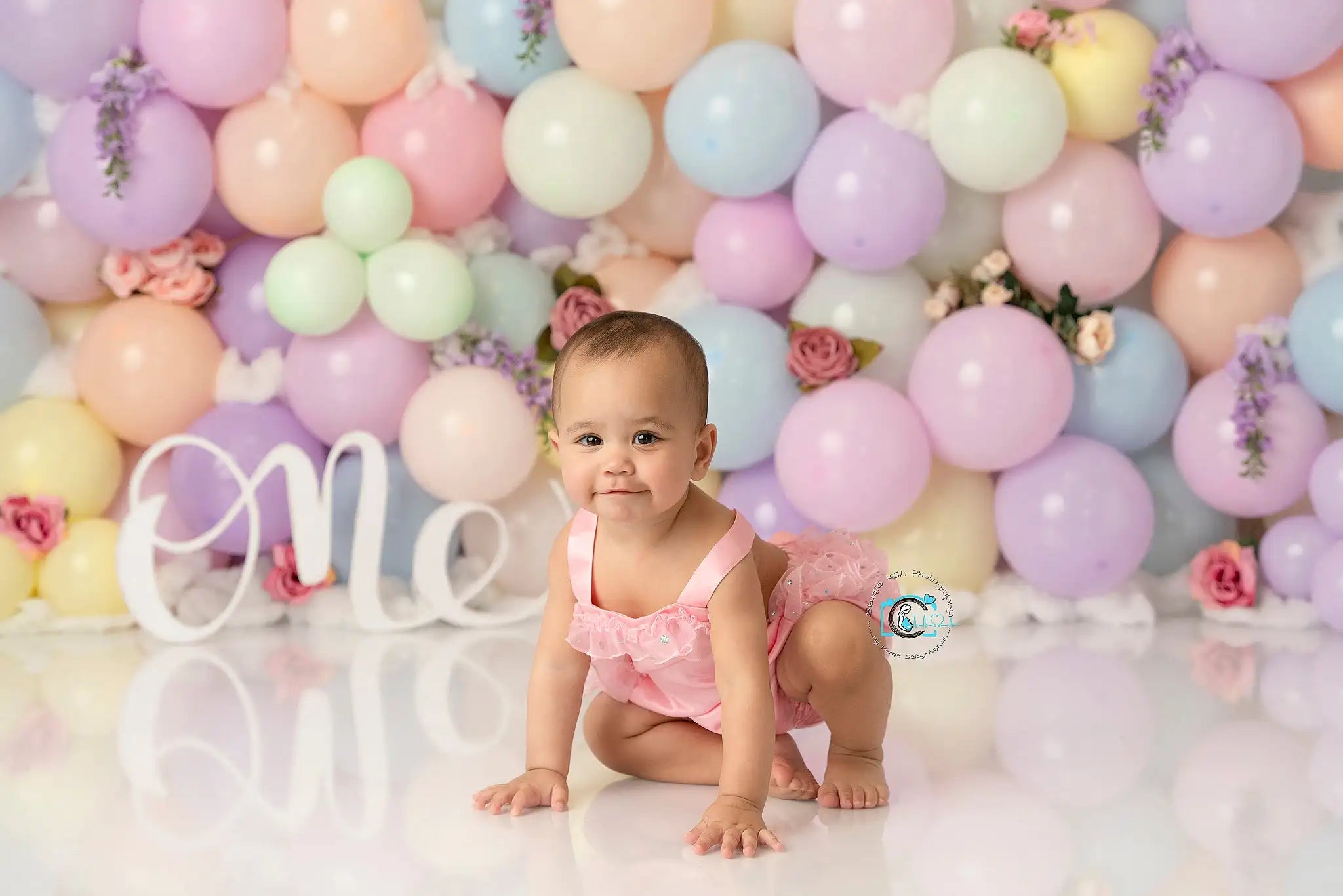 Pastel Balloon Floral Wall Photography Backdrop Kids Baby Cake Smash Photocall Decors Girls Adult Birthday Studio Backgrounds