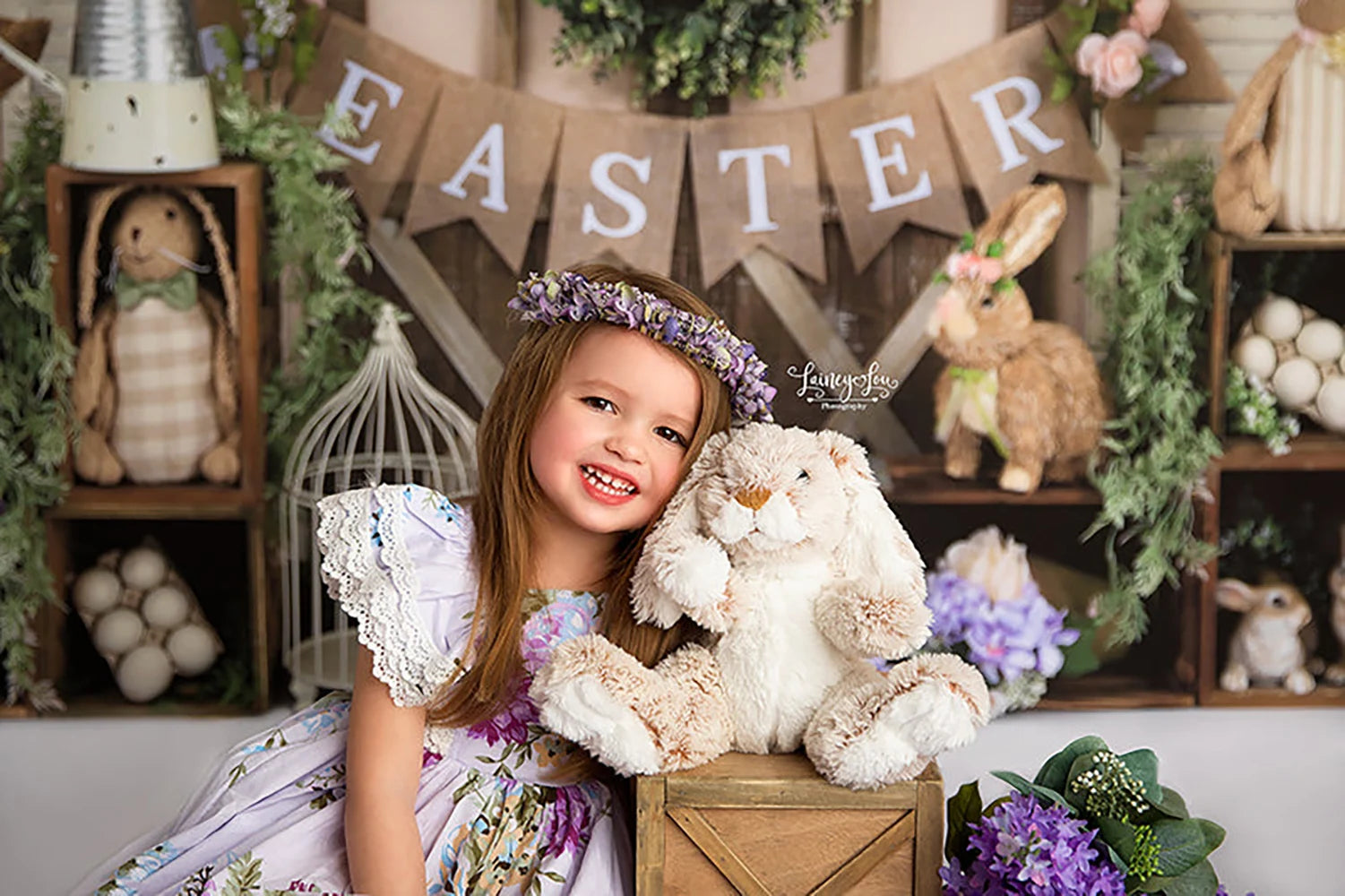 Cute as a Bunny Easter Backdrops Kids Baby Birthday Cake Smash Photocall Props Garden Door Wooden Entrance Backgrounds