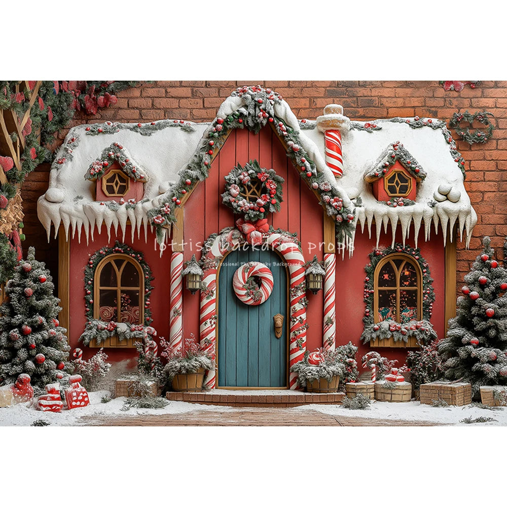 Winter Snowy Cottage Backdrops Kids Adult Photography Child Baby Photocall Snowflake Xmas House Gingerbread Store Backgrounds