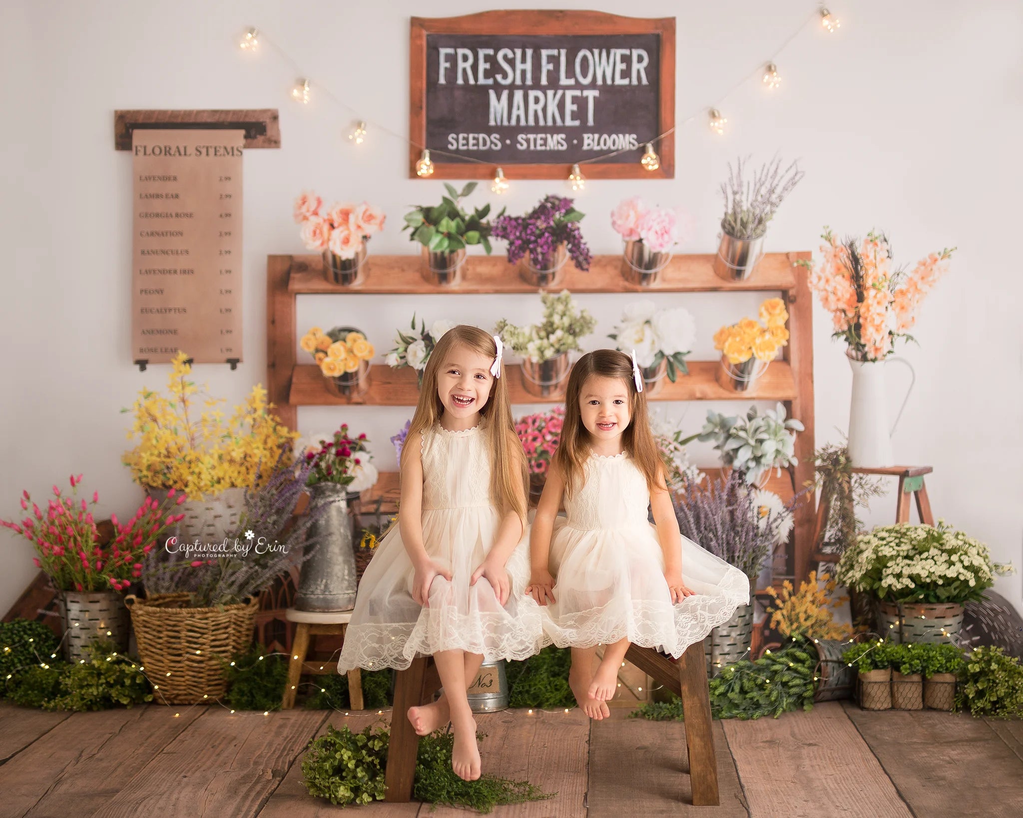 Spring Fresh Flower Market Backdrops Kids Girl Photography Child Adult Photocall Decors Sunshine Flower Cake Smash Backgrounds