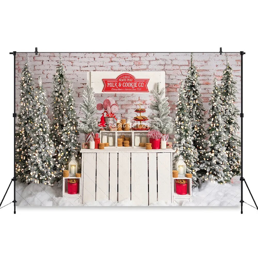 Milk Cookie Co – arrière-plan de noël pour enfants et bébés, accessoires de photographie, décor de séance photo pour filles adultes, arrière-plan de forêt enneigée pour enfants 