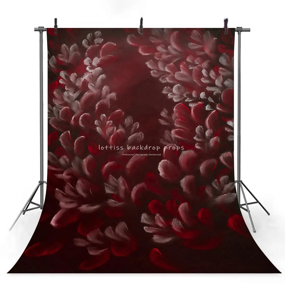 Hand Drawn Red Flower Backdrops Abstract Texture Baby Shower Props Kids Art Portraits Photo Studio Floral Photography Background