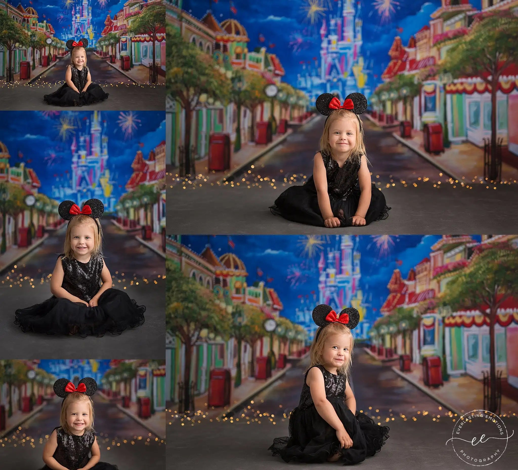 Castle Firework Street Photography Background Baby Girls Birthday Cake Smash Photocall Props Child Baby Shower Photo Backdrop