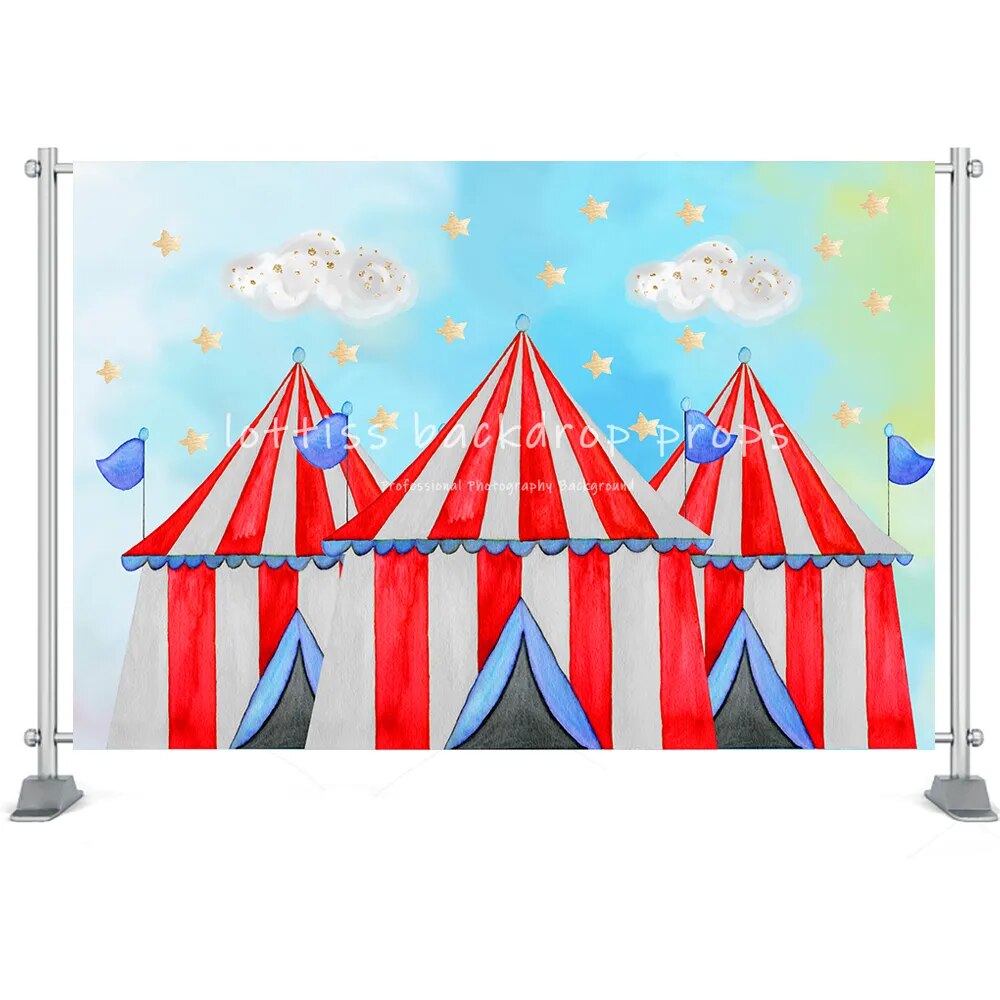 Circus Photography Backdrop Kids Birthday Backdrop Newborn Child Portrait Party Decor Ferris Wheel Party Background Photo Studio