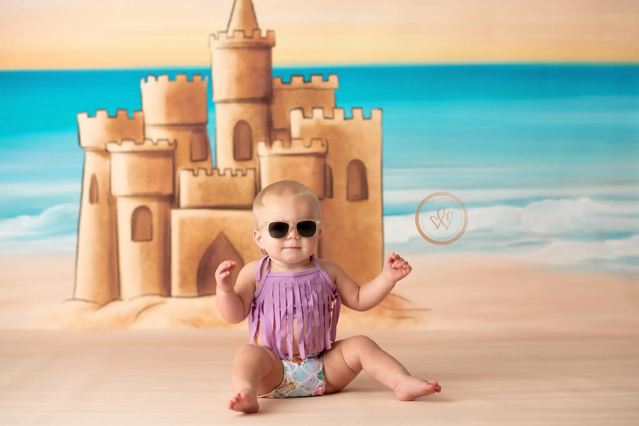 Summer Beach Sand Castle Photography Backdrop Seashore Kids Baby Cake Smash Photocall Decors Child Adult Studio Backgrounds