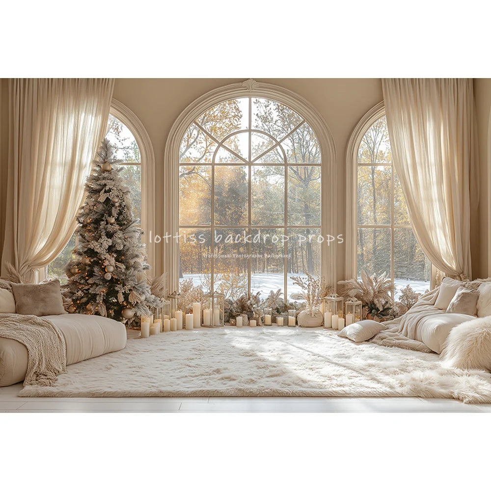 Christmas Living Room Backdrops Kids Family Photography Child Adult Photocall Retro Luxury Room Xmas Trees Backgrounds