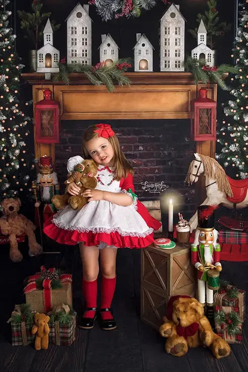 The Night Before Christmas Backdrops Kids Adult Photography Baby Photocall Xmas Fireplace Toy Horse Background