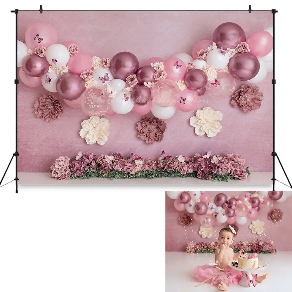 Spring Floral Boho Balloons Photography Backdrop Child Baby Cake Smash Photocall Decors Kids Adult Birthday Studio Backgrounds