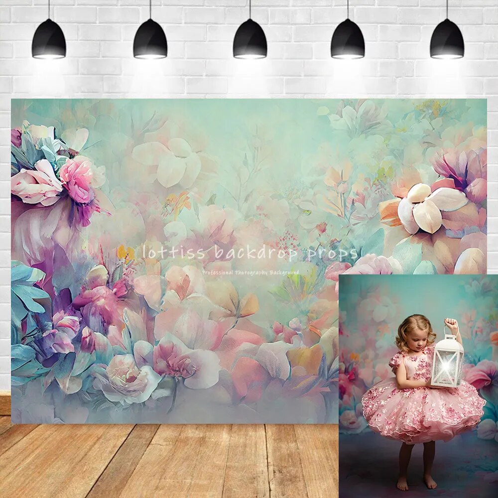 Watercolor Flower Backdrops Portrait Photography Girls Pregnant Woman Baby Pink Art Floral Background Adult Photostudio