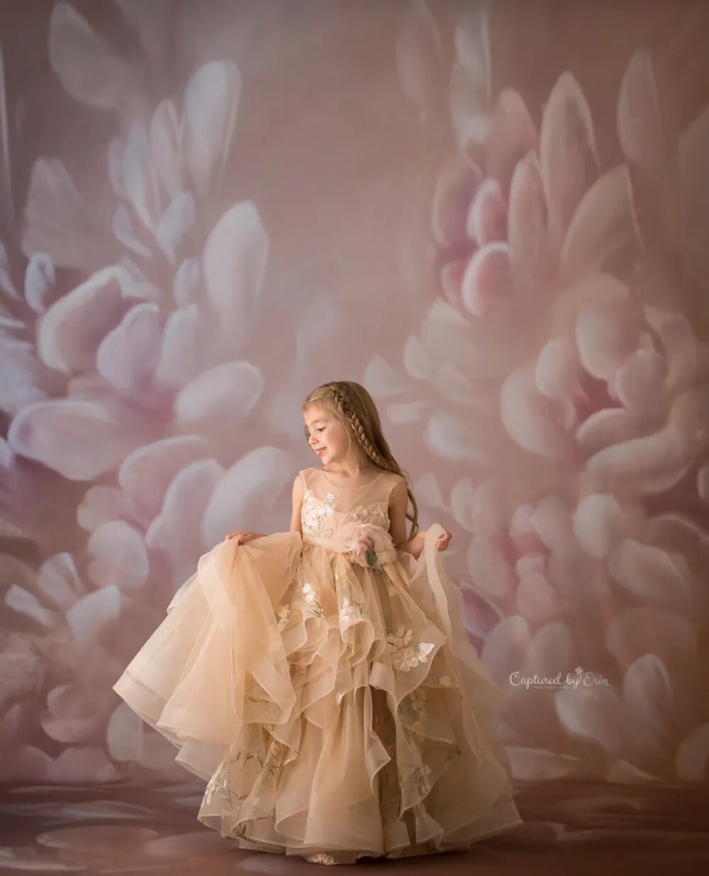 Peinture à la main toile de fond florale, Portrait de fille, femme enceinte, photographie d'enfants, séance photo, studio photo de bébé, fond de fleur rose 