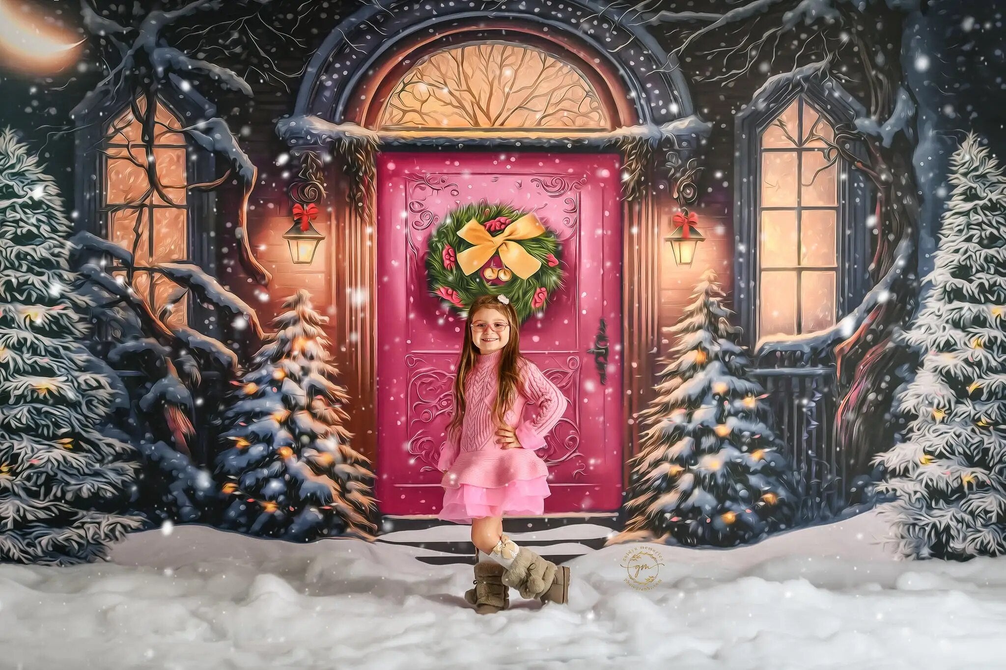 Home For The Xmas Holidays Backdrops Kids Baby Photography Props Child Adult Photocall Christmas House Front Background