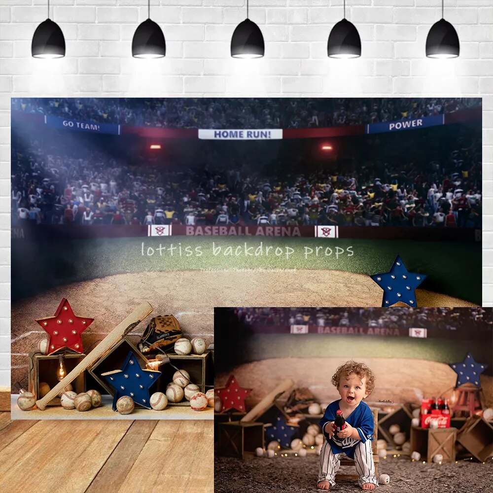 Baseball Sports Backdrops Kids Cake Smash Props Boy Birthday Child Photography Party Sandlot Stadium Background Photostudio