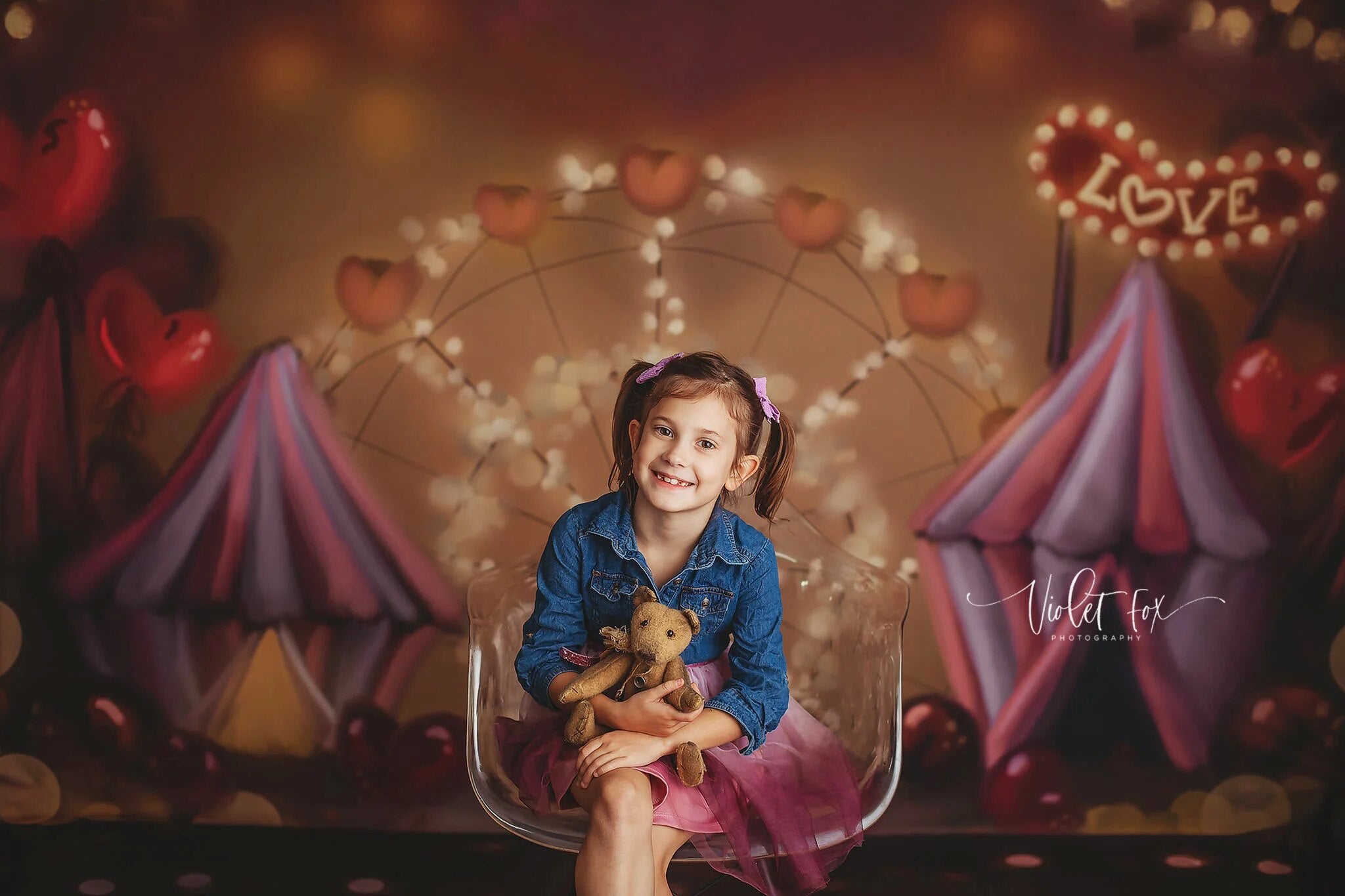 You Win My Heart Ferris Wheel Backdrops Child Baby Photography Props Child Adult Photocall Decors Winter Xmas Circus Background