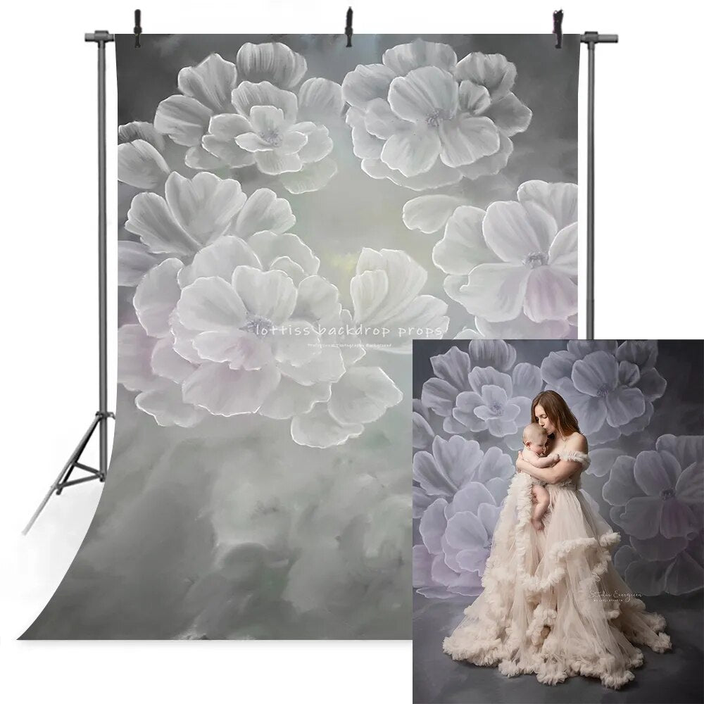 Décors floraux légers Gril femme enceinte Portrait enfant bébé Photocall main peinture fleur fond Photostudio accessoires 