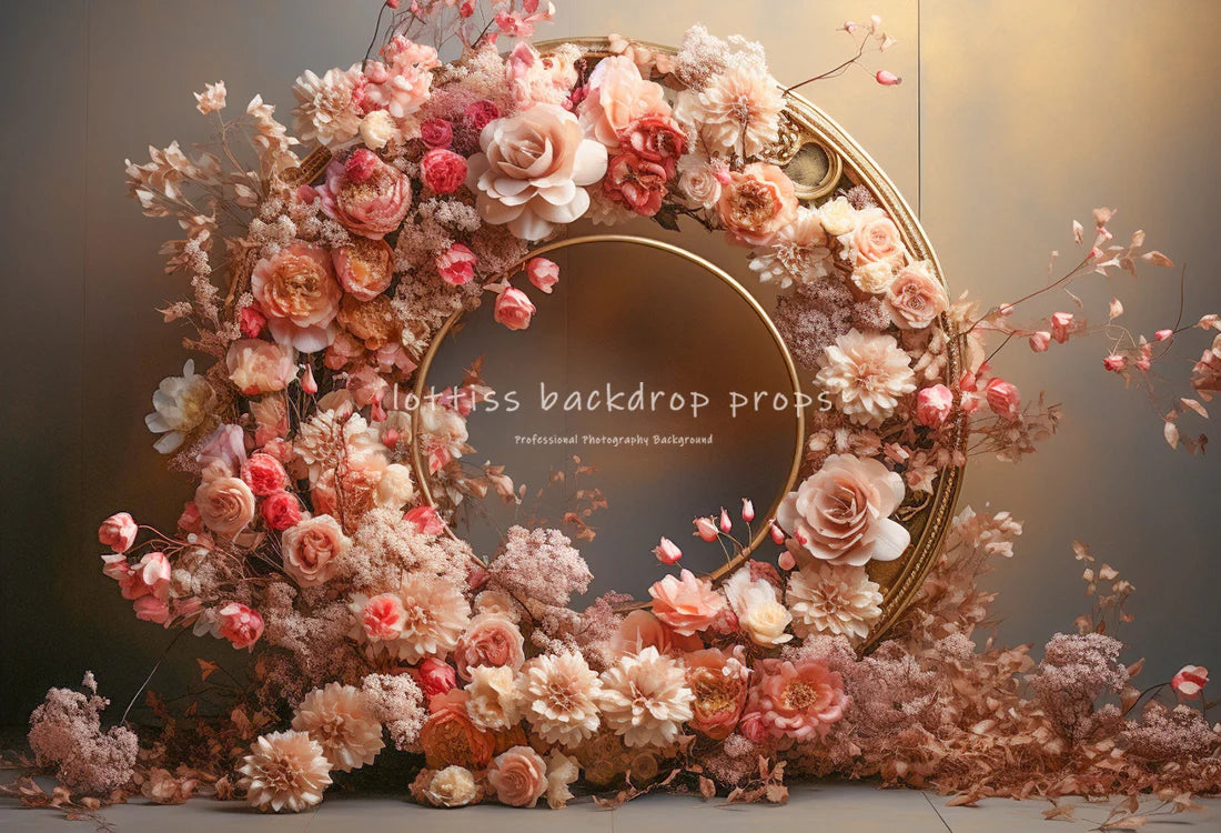 Spring Pink Gold Arch Backdrops Kids Baby Photography Child Wedding Photocall Decors Garden Floral Door Backgrounds