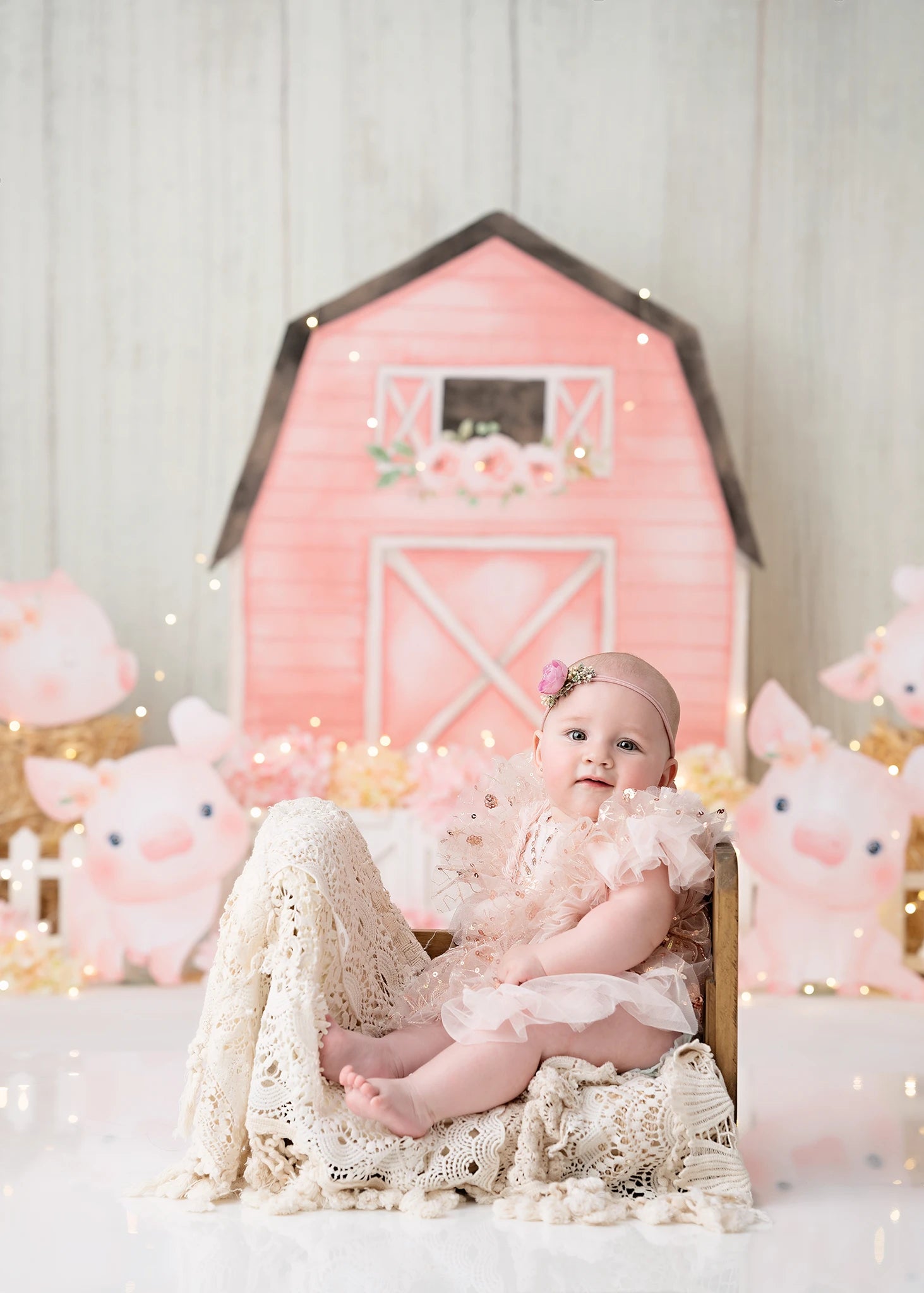 Piggy Farm Photography Backdrop Kids Baby Cake Smash Photocall Decors Pink Barn Child Girls Adult Birthday Studio Backgrounds