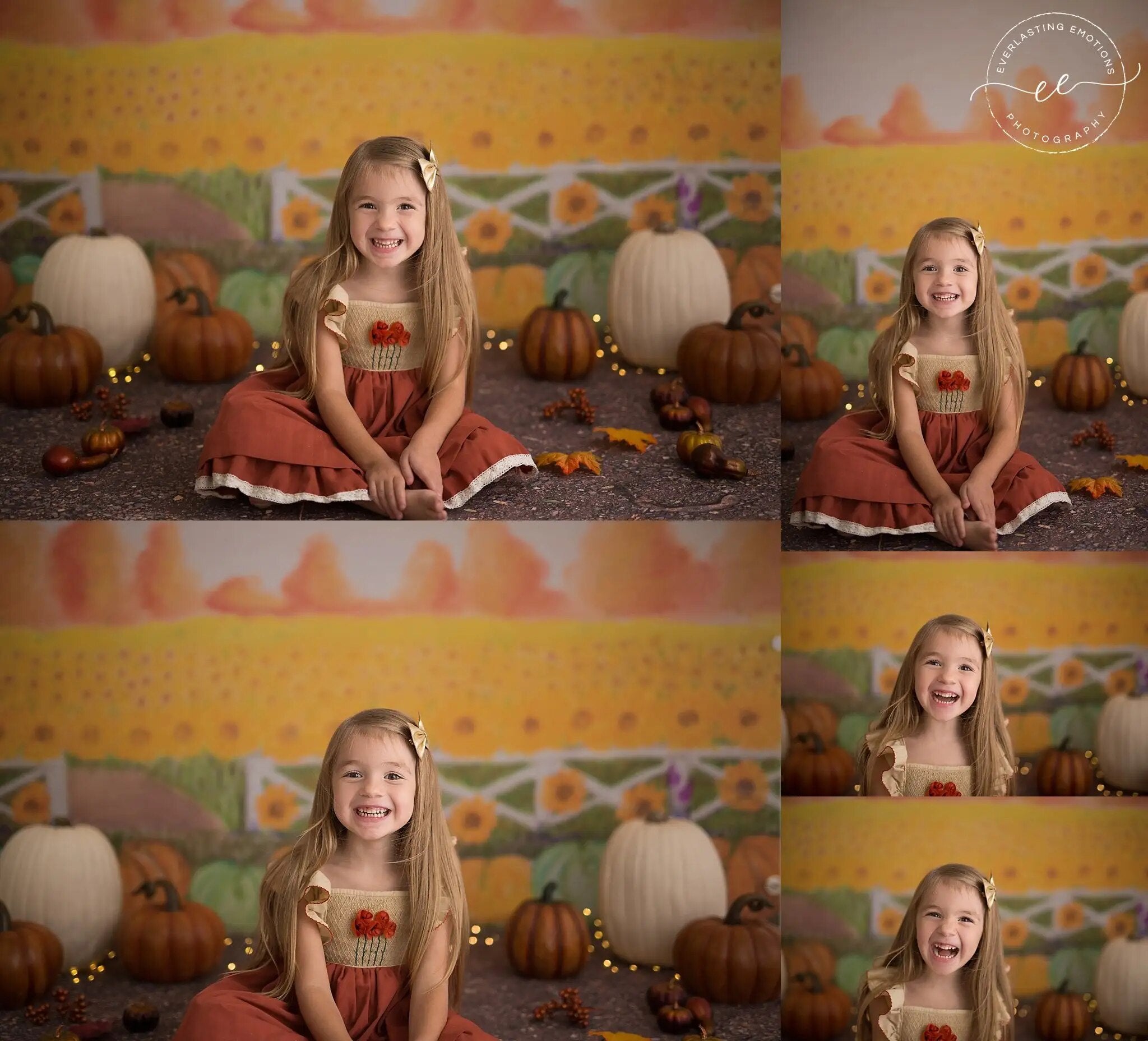 Sunflower Pumpkin Farm Backdrops Kids Baby Photography Props Child Adult Fall Photocall Halloween Festival Background