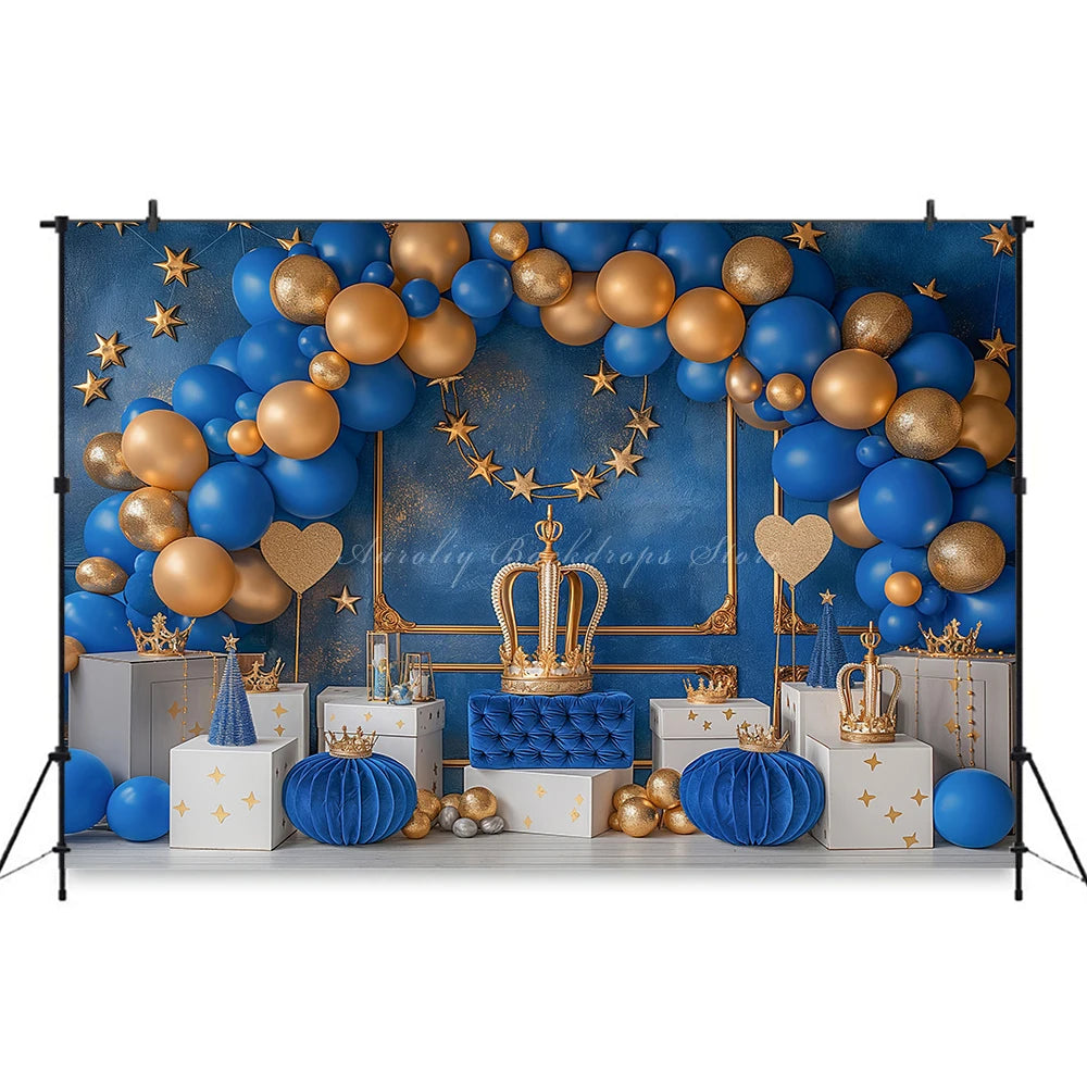 Royal Blue and Balloon Garland Photography Backdrop Kids Baby Cake Smash Photocall Decors Pink Balloon Arch Child Backgrounds