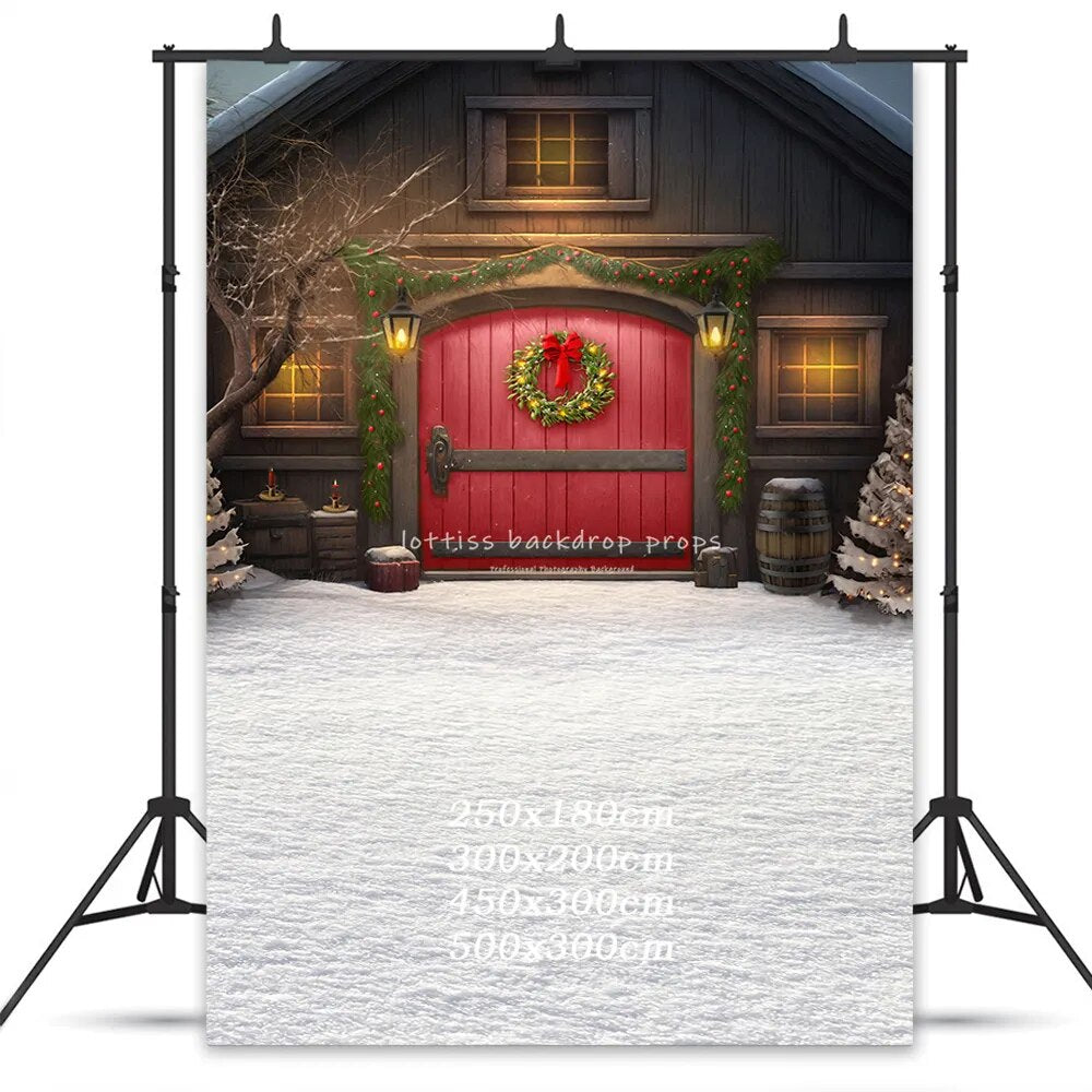 Snowy Merry Christmas Barn Backdrops Kids Adult Photography Child Baby Winter Photocall Birthday Festival Christmas Background