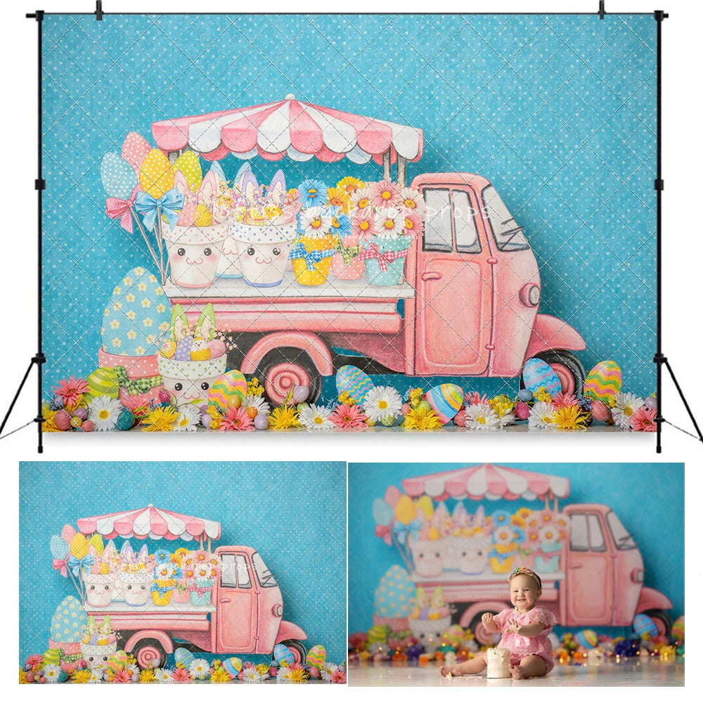 Easter Pretty Bunny Basket Backdrops Kids Baby Photography Child Baby Photocall Decors Spring Garden Photocall Backgrounds