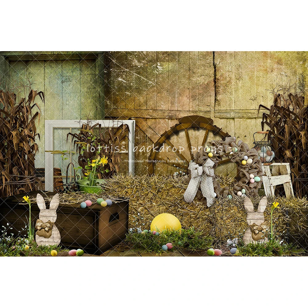 Spring Bunny Easter Backdrops Kids Baby Photography Props Child Adult Photocall Decors Farm Doors Windows Garden Backgrounds