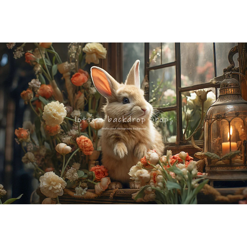 Spring Easter Bunny Garden Backdrops Kids Adult Photography Child Baby Photocall Retro Rustic Wall Flower Windows Backgrounds