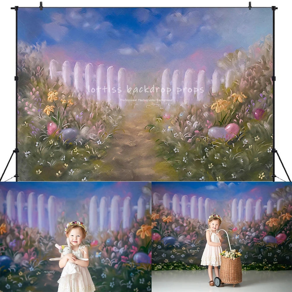 Spring Garden Floral Cart Backdrops Kids Baby Photography Props Child Adult Photocall Decors Pink Flower Forest Backgrounds