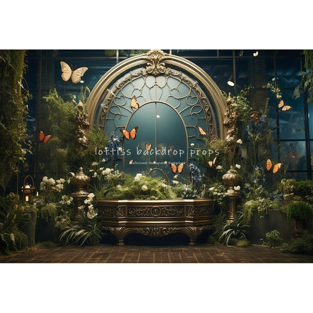 Jungle Butterfly Arch Door Backdrops Kids Girl Photography Child Baby Photocall Fairytale Wonderland Garden Mirror Backgrounds