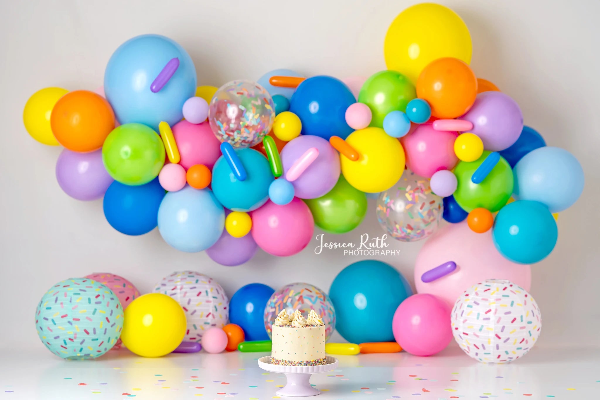 Sprinkles Cupcakes Backdrop Balloons Cake Smash Photocall Props Child Girls Adult Birthday Photography Studio Backgrounds