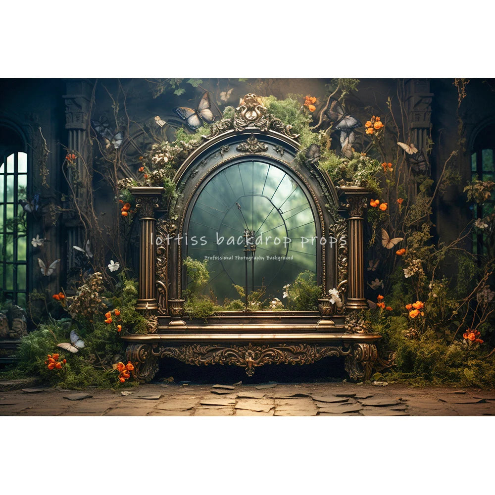 Jungle Butterfly Arch Door Backdrops Kids Girl Photography Child Baby Photocall Fairytale Wonderland Garden Mirror Backgrounds