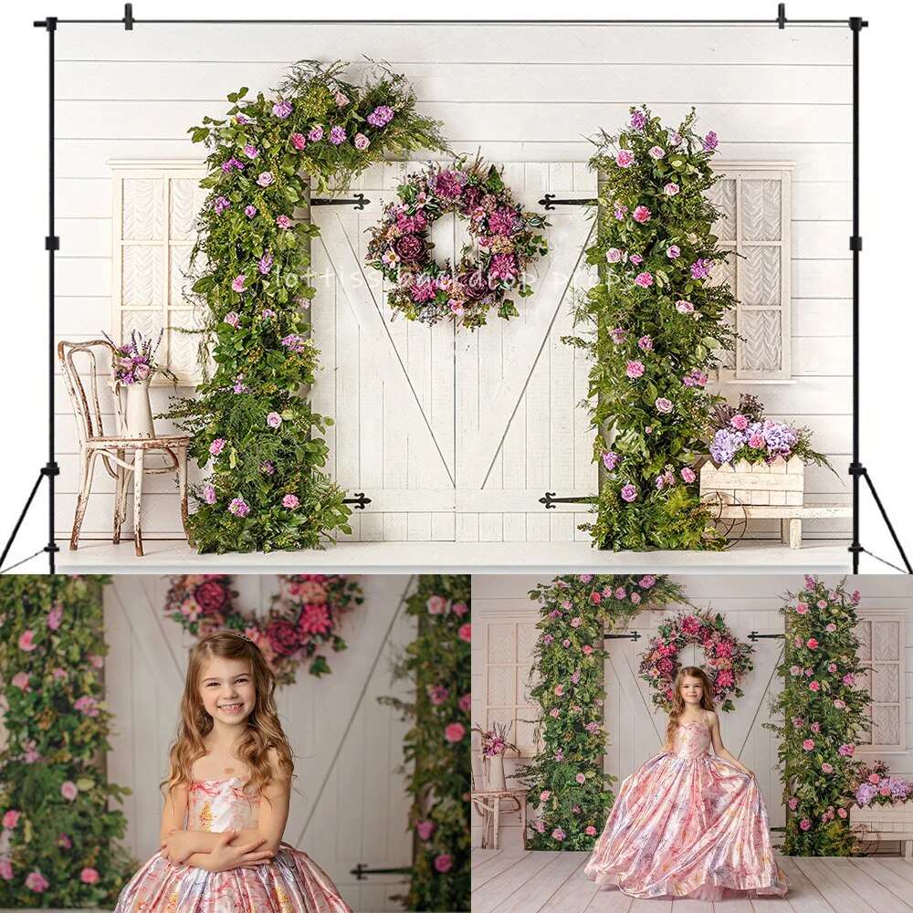 A Spot of Tea Party Backdrops Girl Kids Cake Smash Birthday Photography Child Adult Photocall Spring Pink Floral Background