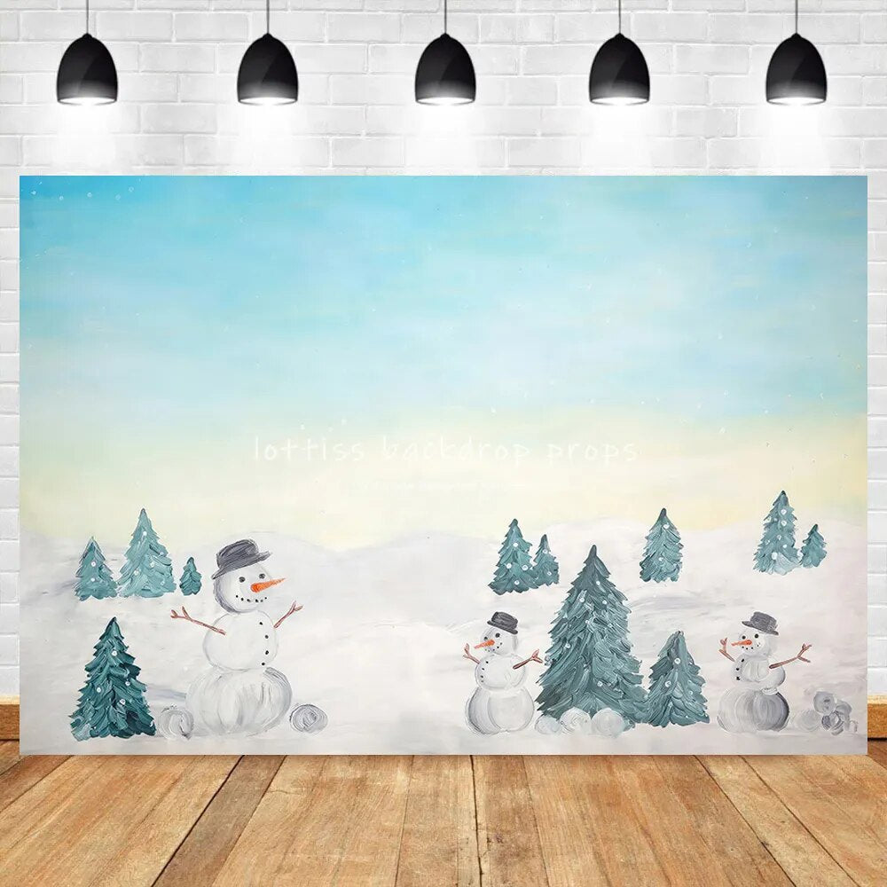 Snowball Fight Backdrops Kids Cake Smash Photography Child Baby Birthday Party Decors Winter Snowman Background Photostudio