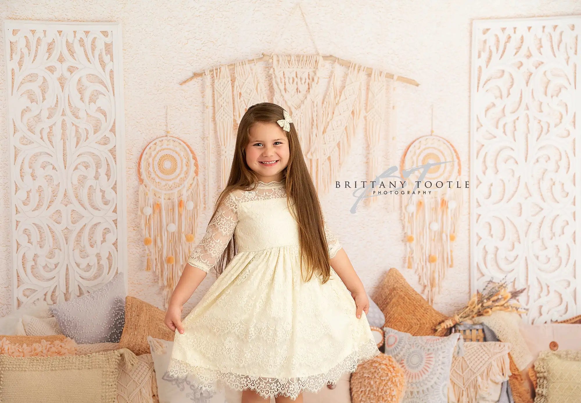 Spring Boho Backdrops Kids Girl Photography Child Adult Photocall Decors Tassel Decor Curtain Backgrounds