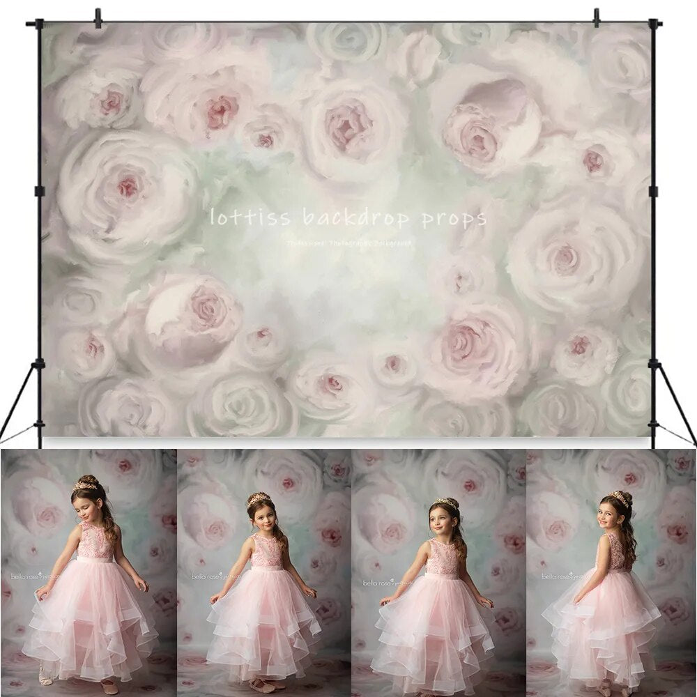 Vintage Flower Photography Backdrop Newborn Baby Girl Maternity Artistic Portrait Art Hand Painting Background Photostudio