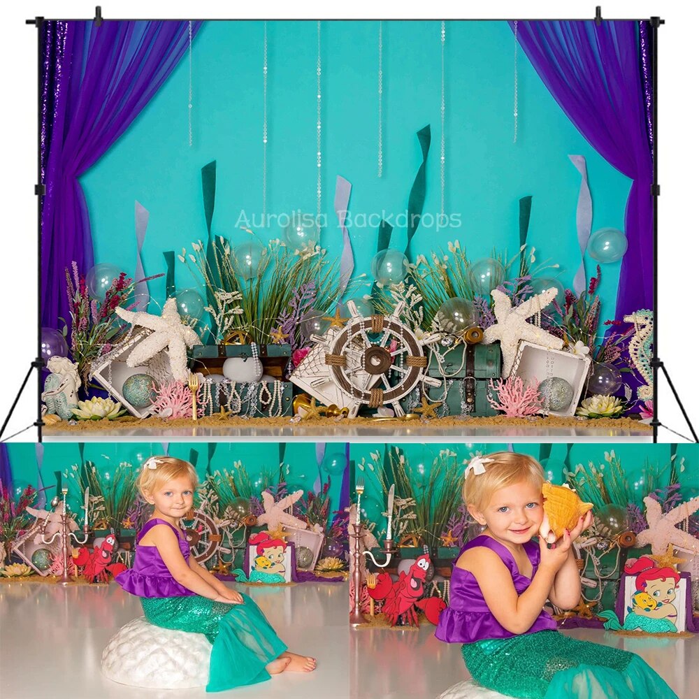 Balloons Birthday Backdrops Kids cake Smash Props Baby Child Photocall Decors Undersea Jungle Theme Background