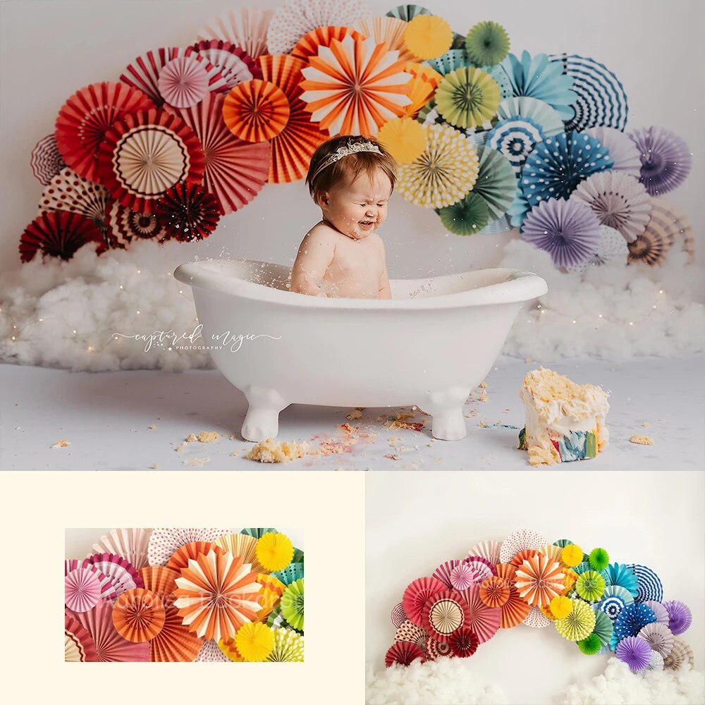 Rainbow Honey Pie Backdrops Kids Baby Photorgraphy Props Child Adult Photocall Decors Cake Smash Birthday Background