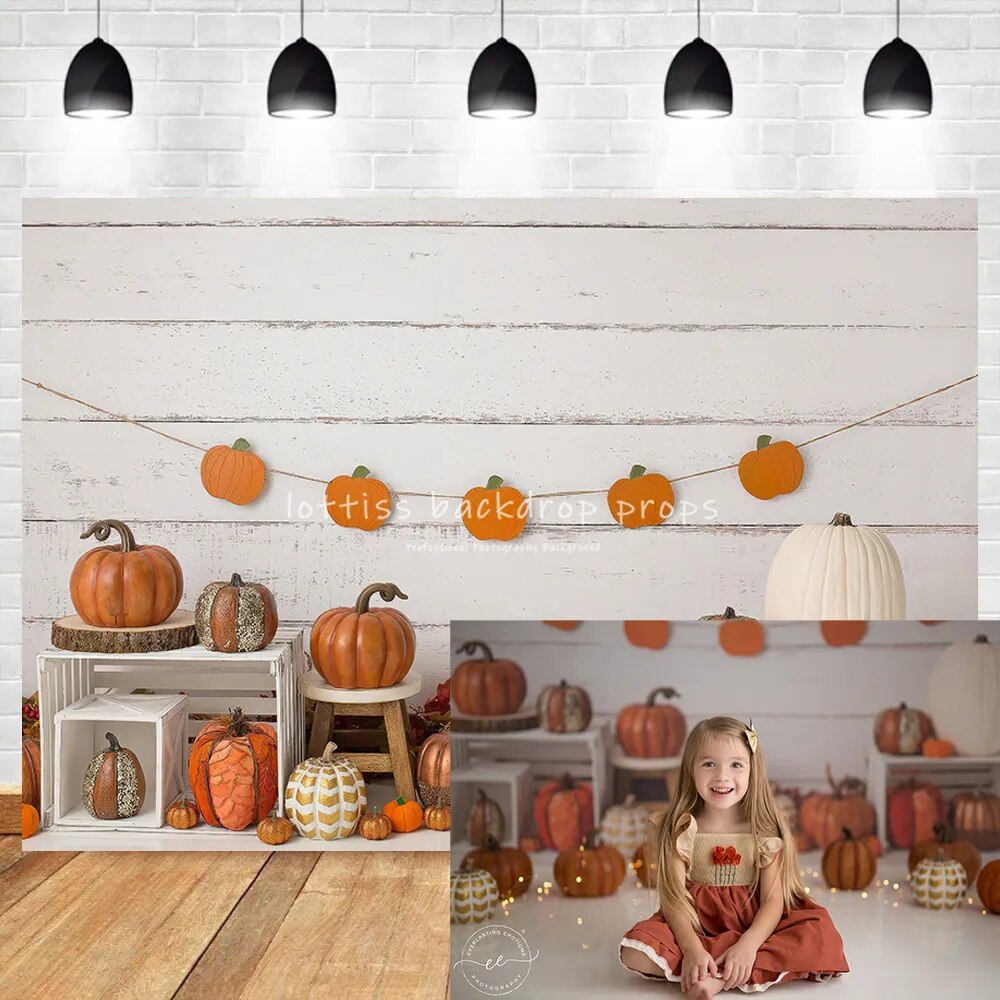 Perfect Pumpkin Party Backdrops Kids Baby Cake Smash Birthday Photocall Props Children Girl Halloween Festival Decor Background