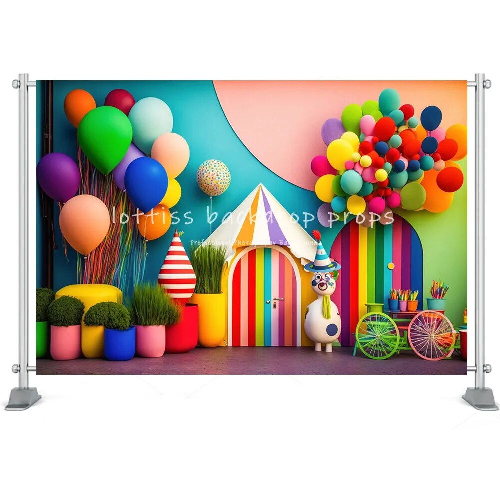 Circus Photography Background 3D Painting Ferris Wheel Neon Lights Backdrop Decor Props Child Birthday Baby Shower Photo Studio