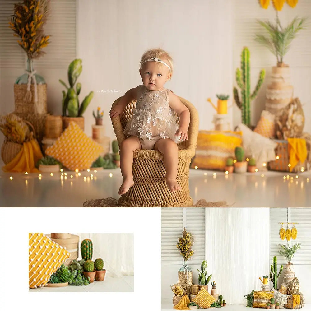 Wild Spirit Backdrop Cactus Kids Baby 1st Birthday Party Decors Child Girls Adult Cake Smash Photography Studio Backgrounds