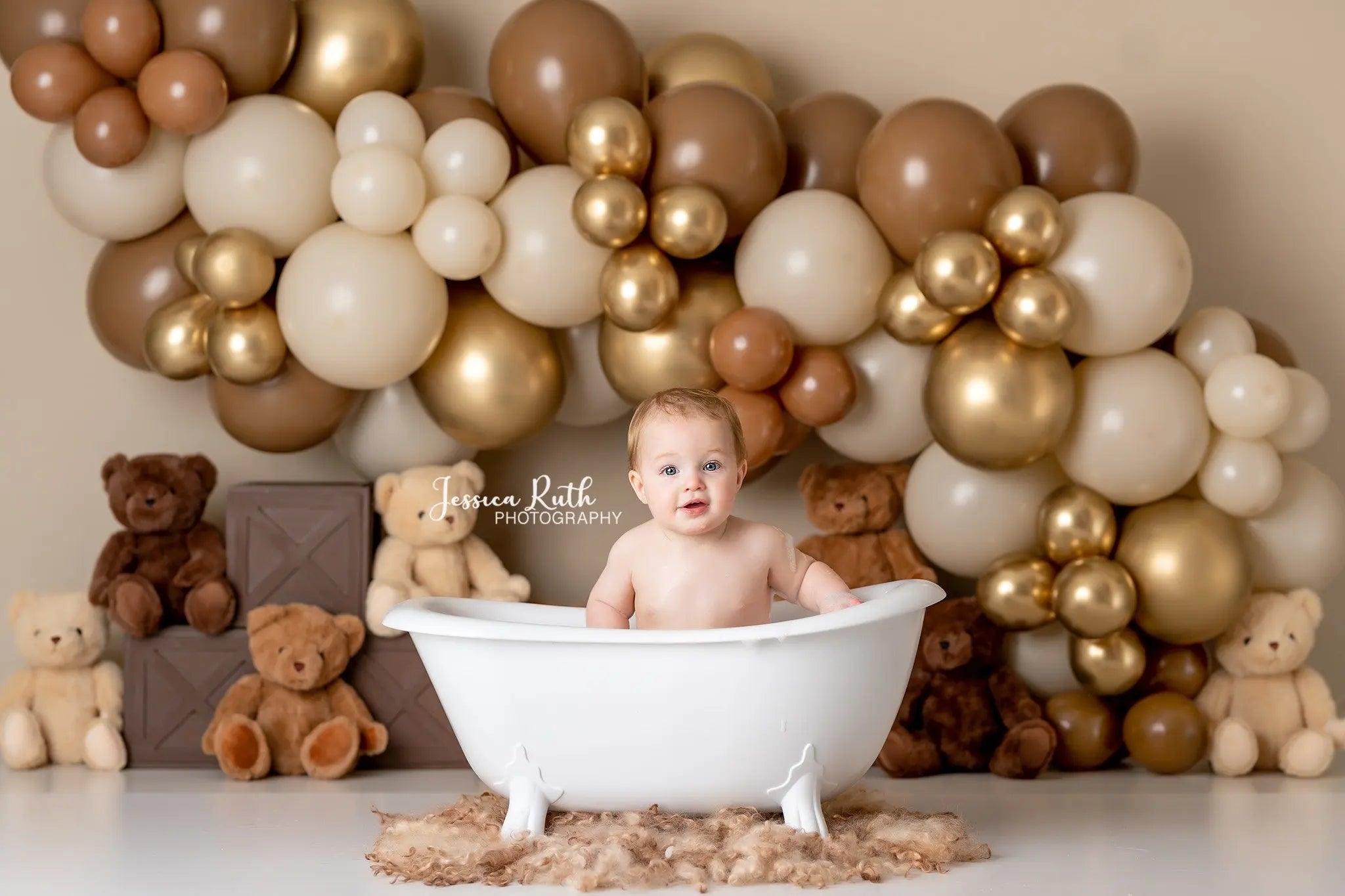 Sweet Bears Backdrop Kids Baby Cake Smash Photography Props Balloons Child Birthday Photocall Decors Studio Backgrounds