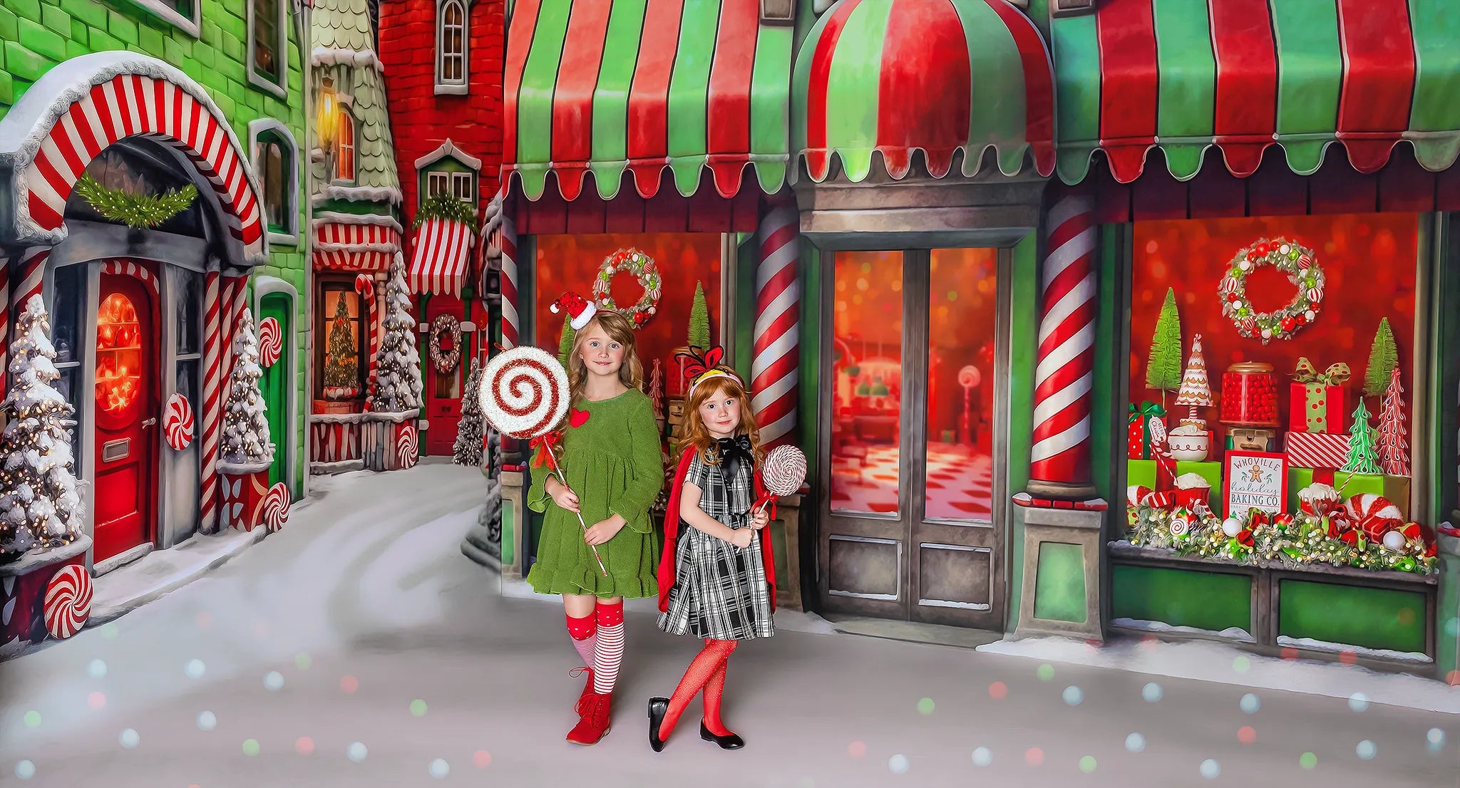 Whoville Christmas Store Mini Room Backdrop Kids Portrait Photography Props Adult Child Xmas Snowy Candy House Front Background